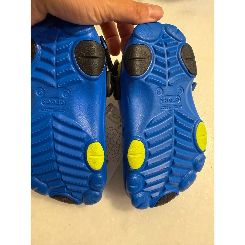Crocs Classic All Terrain Clogs Kids Size C9 Blue Lime Adjustable Strap